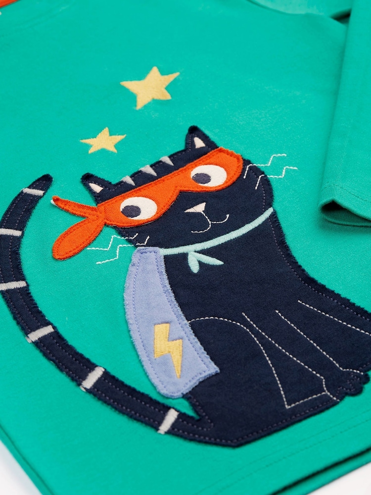 Frugi Green Applique Halloween Cat Top - Image 2 of 3