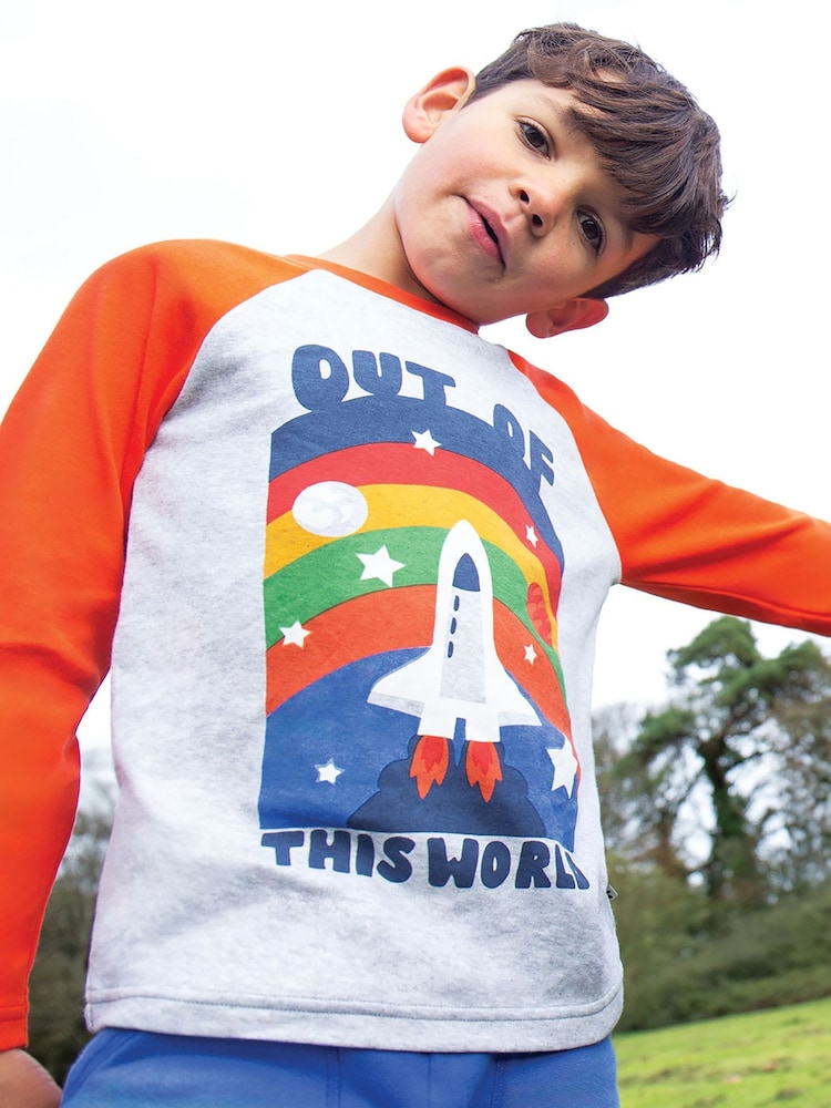 Frugi Grey Space Rocket Raglan Top - Image 2 of 5 Frugi Grey Space Rocket Raglan Top - Image 2 of 5