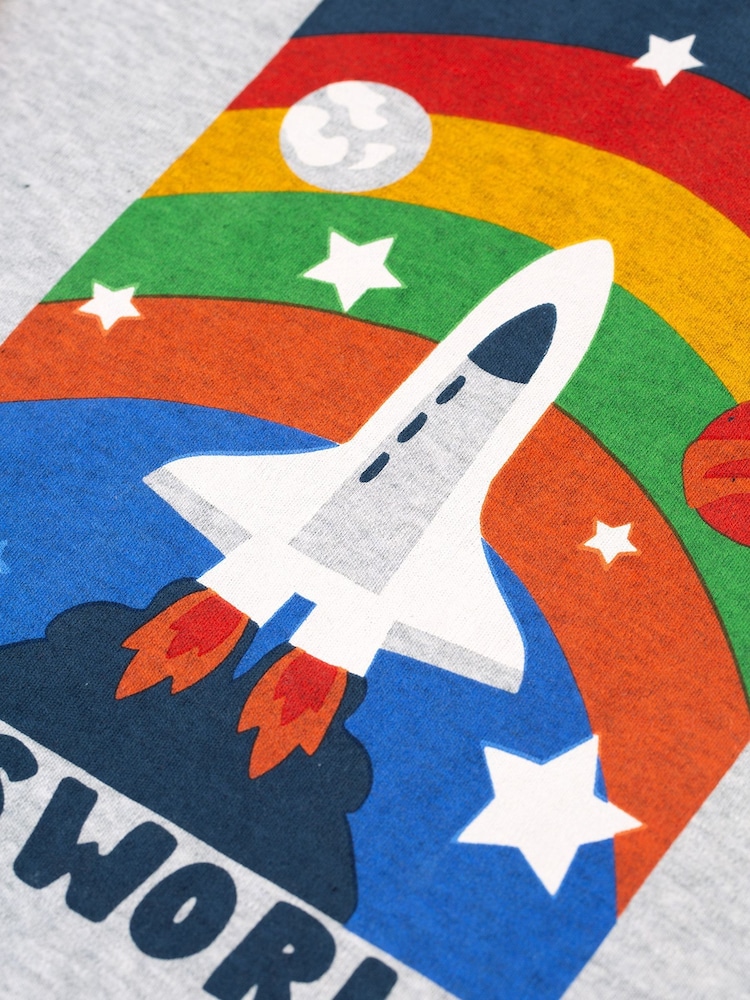 Frugi Grey Space Rocket Raglan Top - Image 4 of 5
