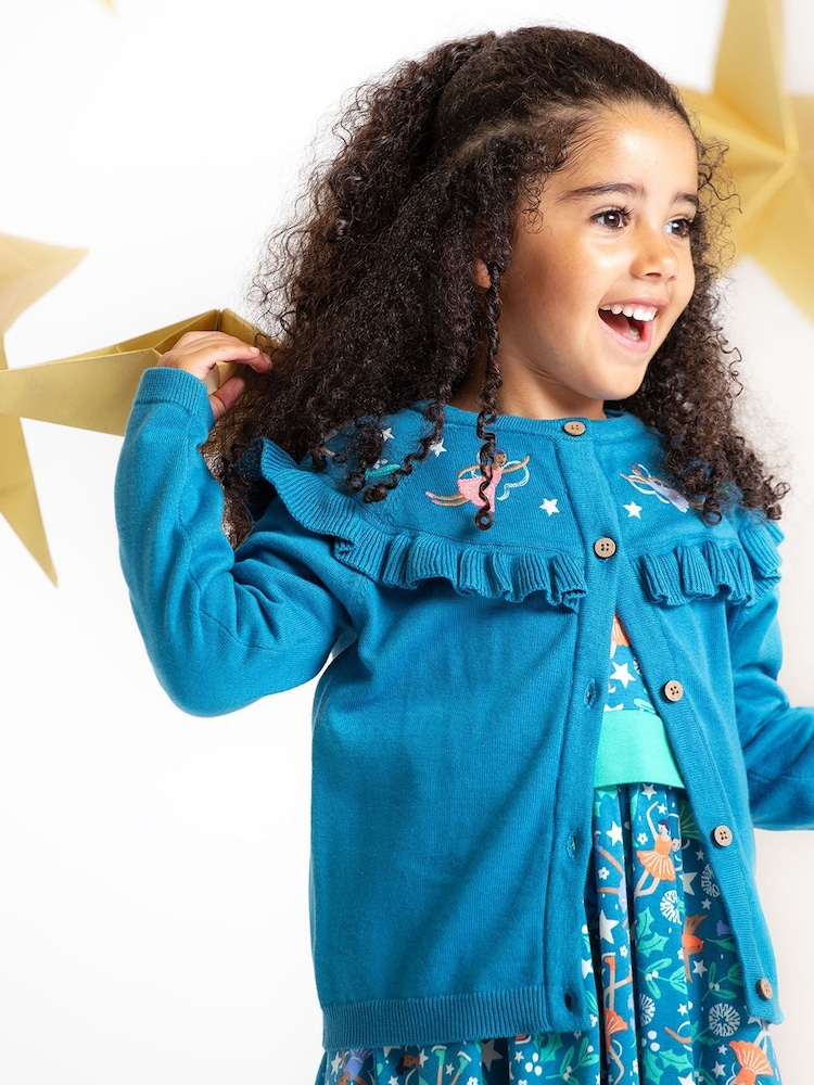 Frugi Blue Romi Ruffle Cardigan - Image 1 of 5