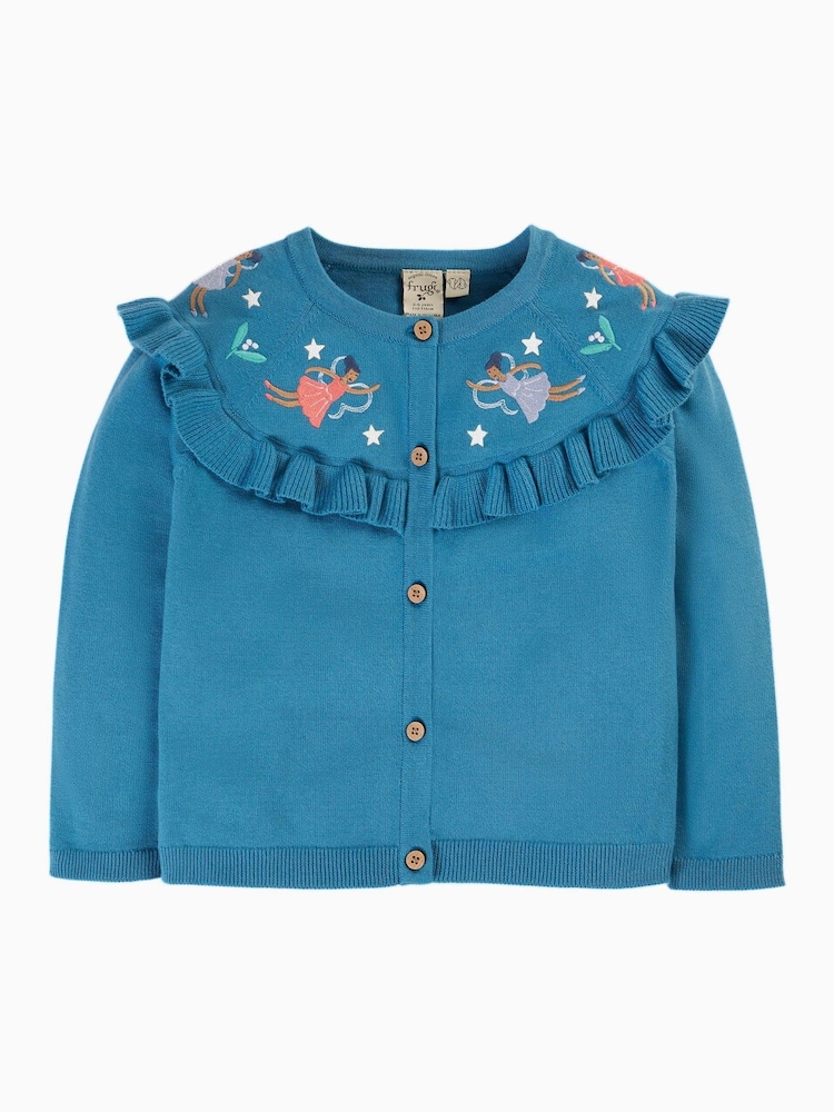 Frugi Blue Romi Ruffle Cardigan - Image 2 of 5