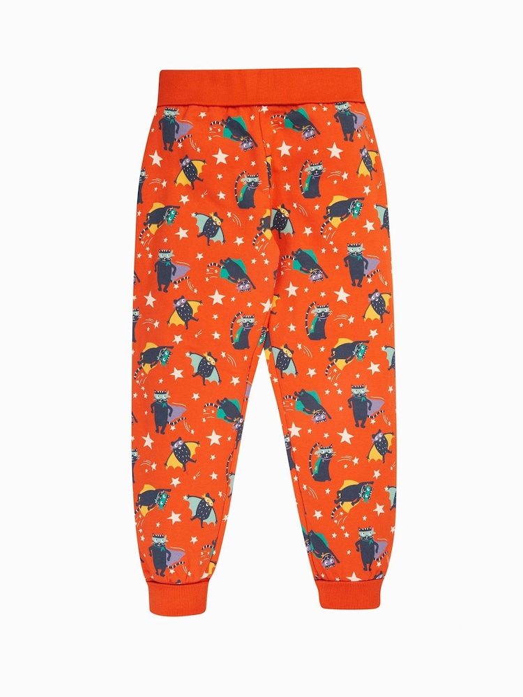 Frugi All-Over Print Orange Bat Halloween Joggers - Image 1 of 4