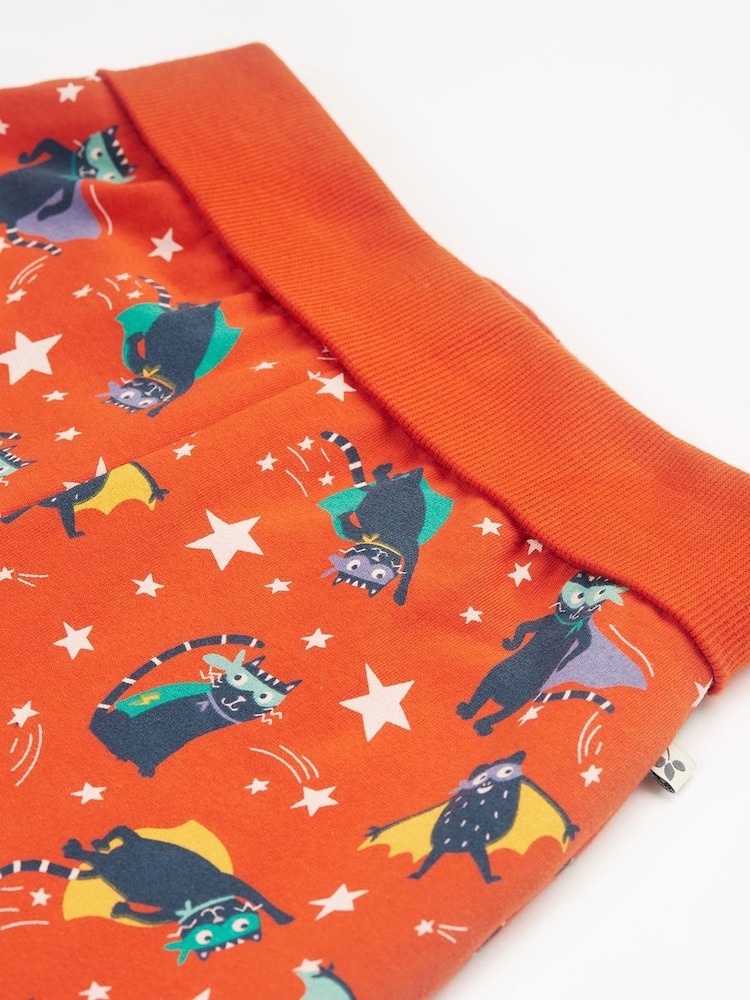 Frugi All-Over Print Orange Bat Halloween Joggers - Image 2 of 4