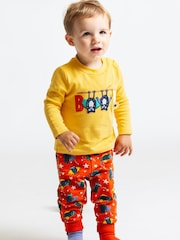 Frugi All-Over Print Orange Bat Halloween Joggers - Image 4 of 4