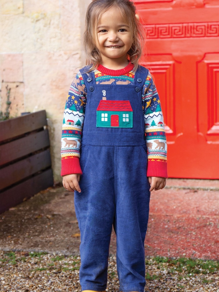 أزرق ـ دنغري كوردروي مزيّن بطبعة منزل من Frugi - صورة 1 من 4