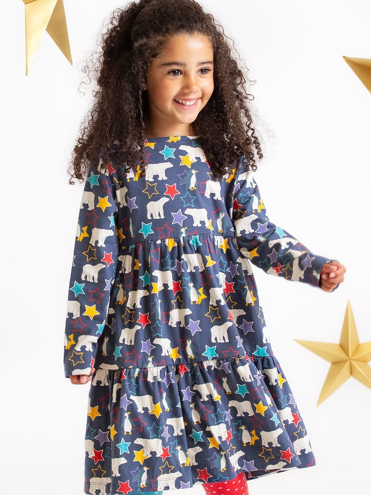 Frugi Blue Polar Bear All Over Print Dress - Image 1 of 5