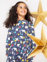 Frugi Blue Polar Bear All Over Print Dress - Image 2 of 5