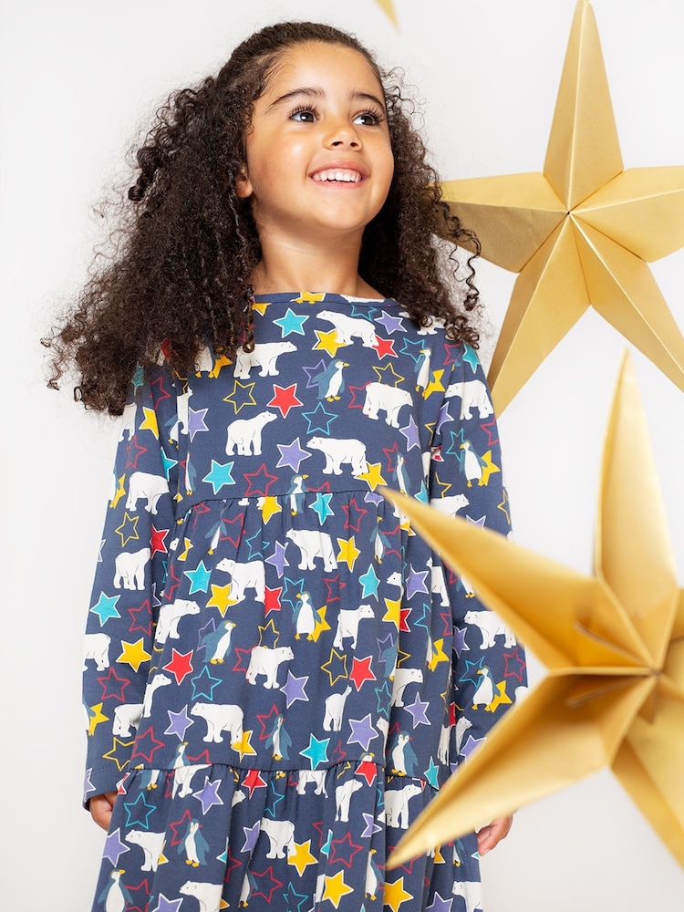 Frugi Blue Polar Bear All Over Print Dress - Image 2 of 5