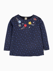 Frugi Girls Blue Star Embroided Top - Image 1 of 3