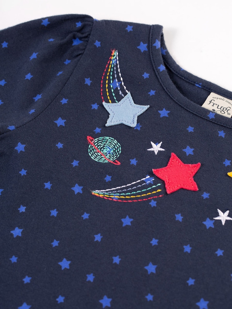 Frugi Girls Blue Star Embroided Top - Image 2 of 3