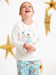 أبيض - فستان انسيابي مُزيَّن بطبعة كاملة للبنات من Frugi - صورة 5 من 5