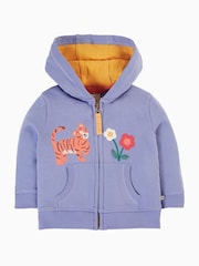 Frugi Girls Purple Tiger/Flower Hoodie - Image 2 of 4