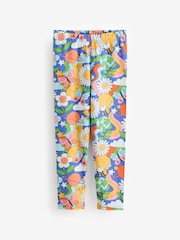 Frugi Blue Bright Happy Flowers Printed Leggings - Image 1 of 1