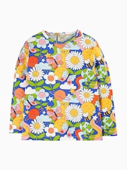 Frugi Girls Blue Bright Multi Coloured Flower Top - Image 1 of 4