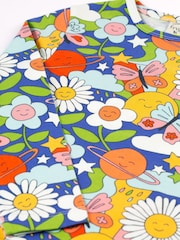 Frugi Girls Blue Bright Multi Coloured Flower Top - Image 2 of 4