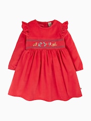 Frugi Red Embroidered Christmas Robin Dress - Imagen 2 de 5