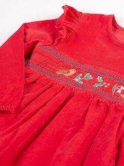 Frugi Red Embroidered Christmas Robin Dress - Imagen 5 de 5