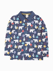 Frugi Blue Longsleeve Polar Bear Polo Shirt - Image 2 of 5