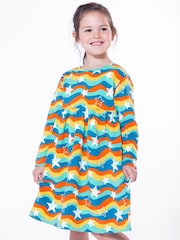أزرق ـ فستان بتصميم خيوط مموجة Start من Frugi - Image 1 of 5