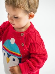 Frugi Boys Red Penguin Knitted Christmas Jumper - Image 2 of 6