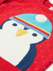 Frugi Boys Red Penguin Knitted Christmas Jumper - Image 4 of 6