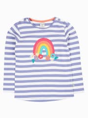 Frugi Purple Striped Rainbow Applique Top - Image 1 of 4