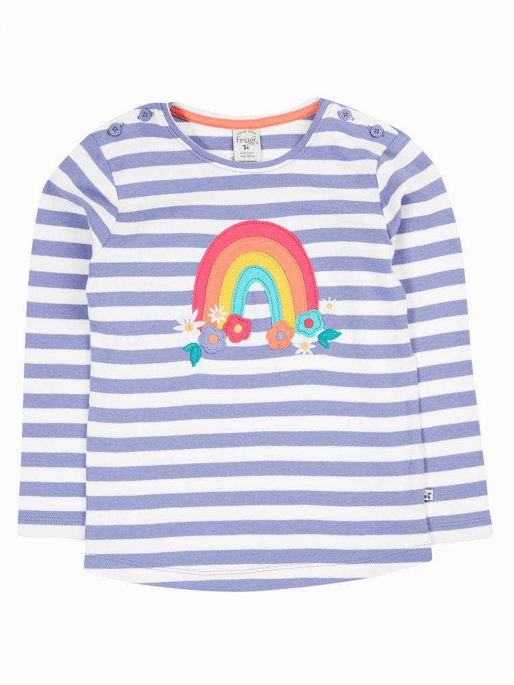 Frugi Purple Striped Rainbow Applique Top - Image 1 of 4