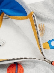 Frugi Boys Grey Space Rocket Marl Hoodie - Image 3 of 5