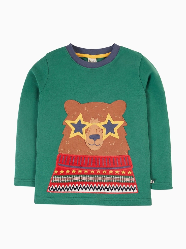Frugi Green Bear Applique Top - Image 2 of 4