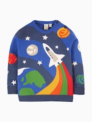 Frugi Boys Blue Space Knitted Jumper - Image 2 of 5