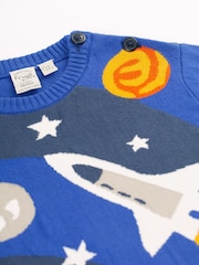 Frugi Boys Blue Space Knitted Jumper - Image 3 of 5