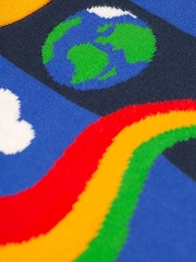 Frugi Boys Blue Multi Coloured Space Knitted Cardigan - Image 4 of 5