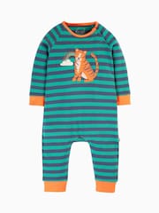 Frugi Green Striped Tiger Rowan Romper - Image 1 of 3