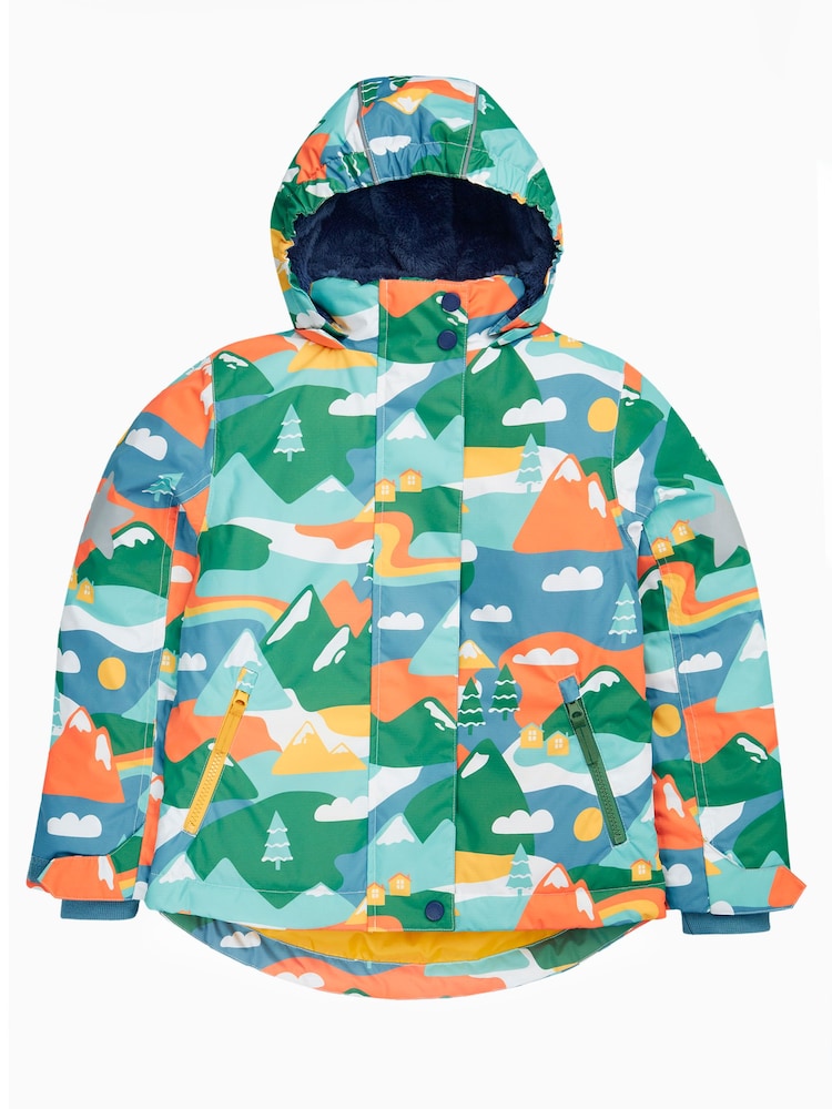 Frugi Blue Waterproof Wavy Stars Snow And Ski Coat - Image 2 of 6