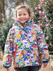 Frugi Blue Waterproof Flower Print Snow And Ski Coat - Image 1 of 9