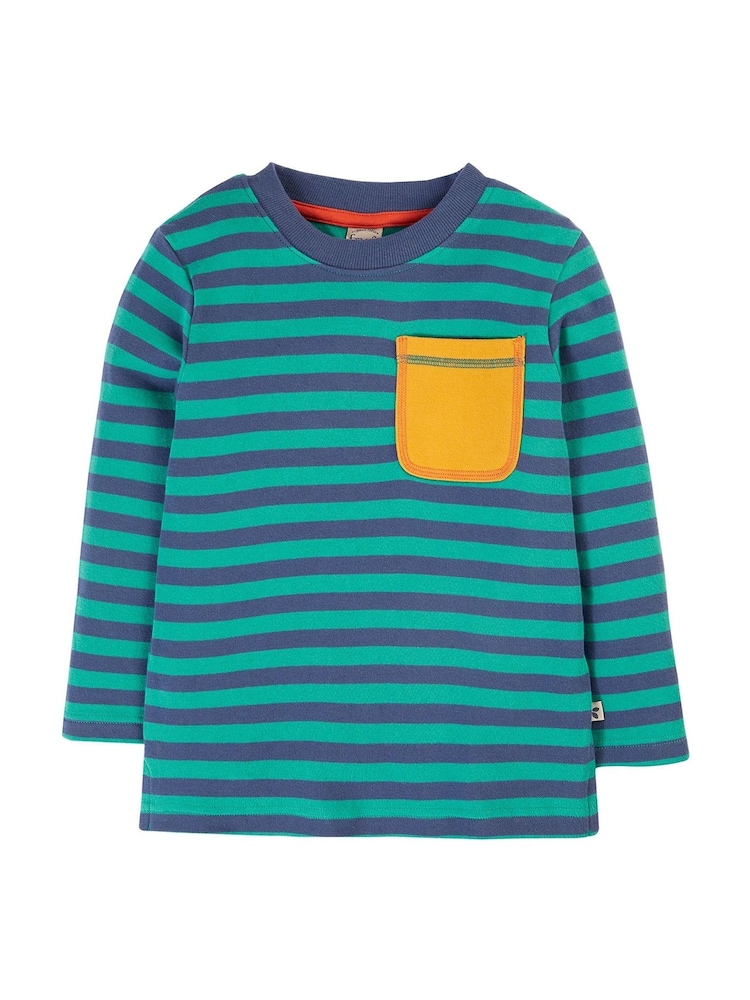 Frugi Boys Green Striped Pocket Top - Image 1 of 3
