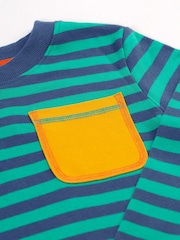 Frugi Boys Green Striped Pocket Top - Image 2 of 3