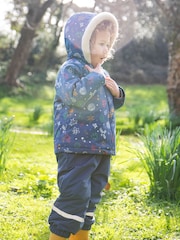 Frugi Blue Little Space Print Waterproof Parka Coat - Image 1 of 7