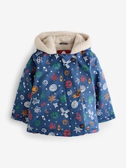 Frugi Blue Little Space Print Waterproof Parka Coat - Image 3 of 7