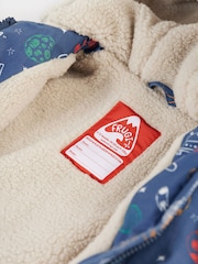 Frugi Blue Little Space Print Waterproof Parka Coat - Image 6 of 7