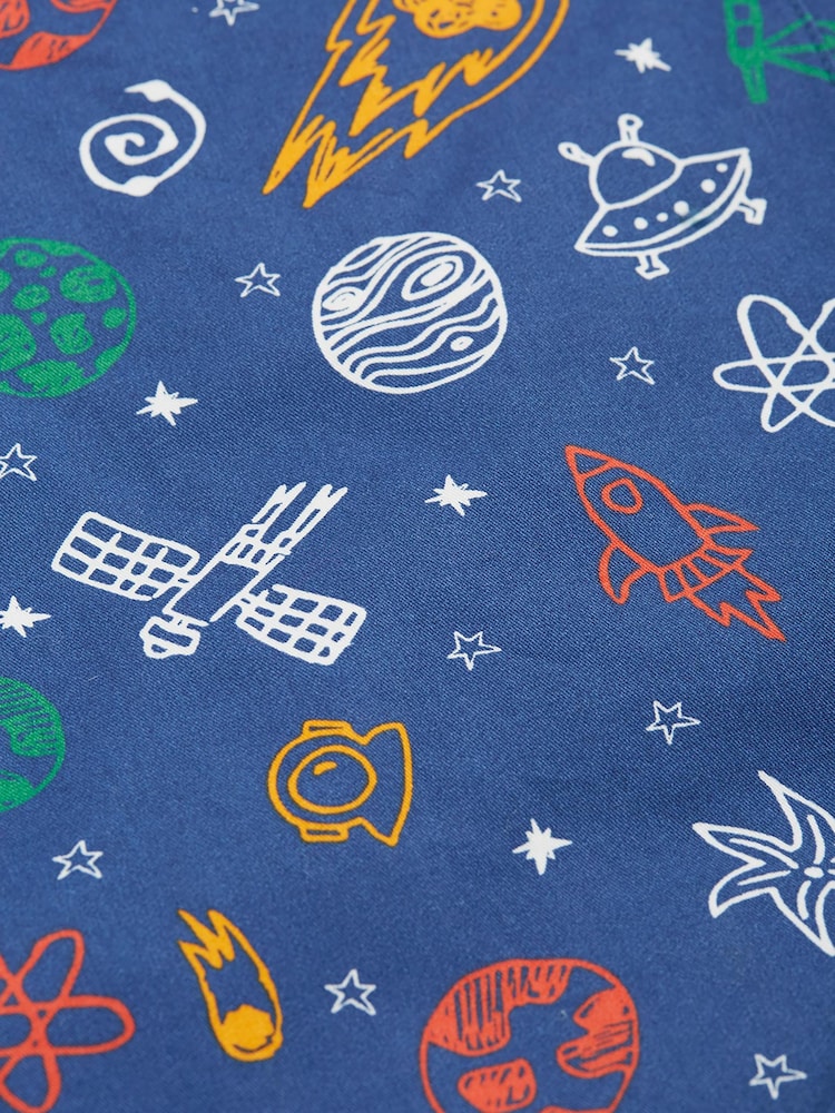 Frugi Blue Little Space Print Waterproof Parka Coat - Image 7 of 7 Frugi Blue Little Space Print Waterproof Parka Coat - Image 7 of 7