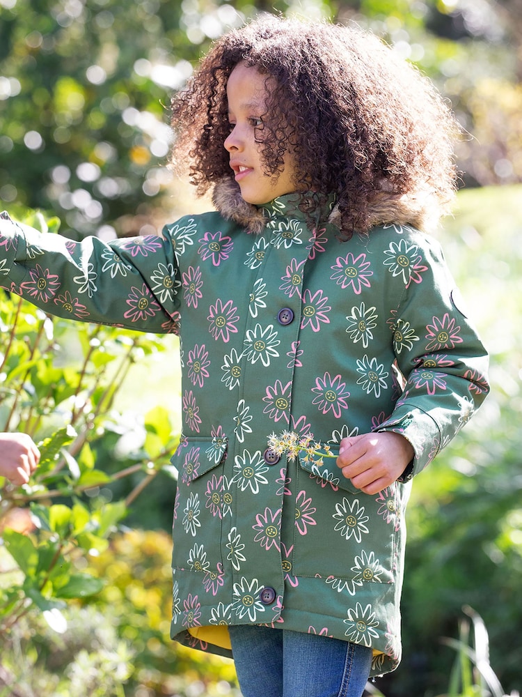 Frugi Green All-Over Print Waterproof Parka Coat - Image 1 of 10