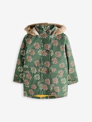 Frugi Green All-Over Print Waterproof Parka Coat - Image 6 of 10