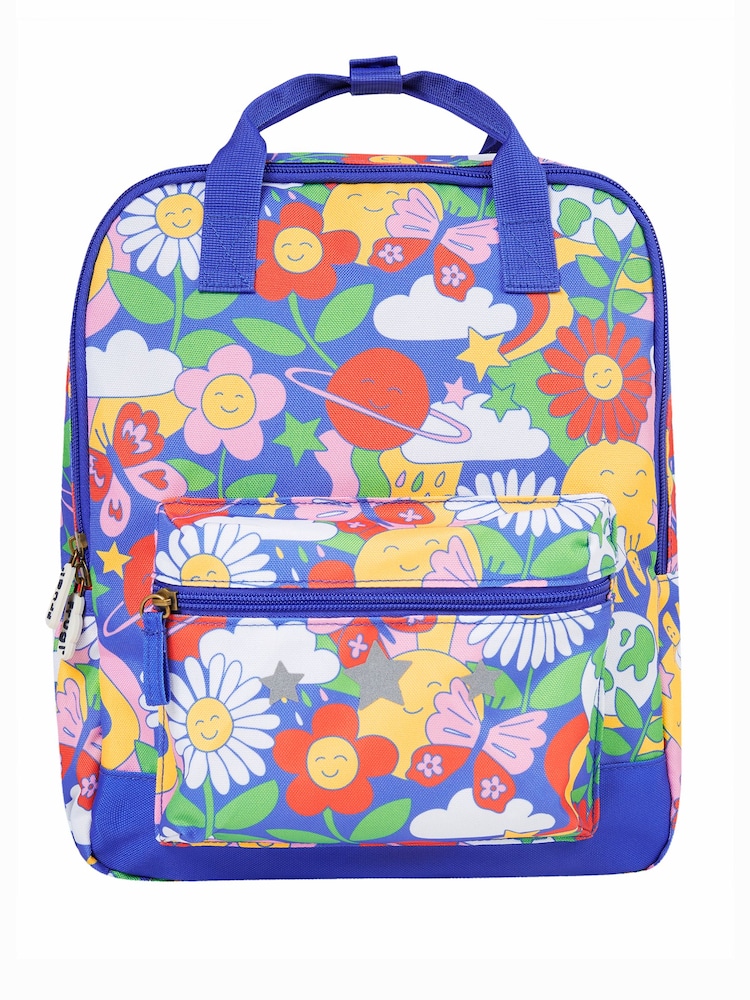 Frugi Blue Flowers All Over Print Explorers Backpack - Image 1 of 6
