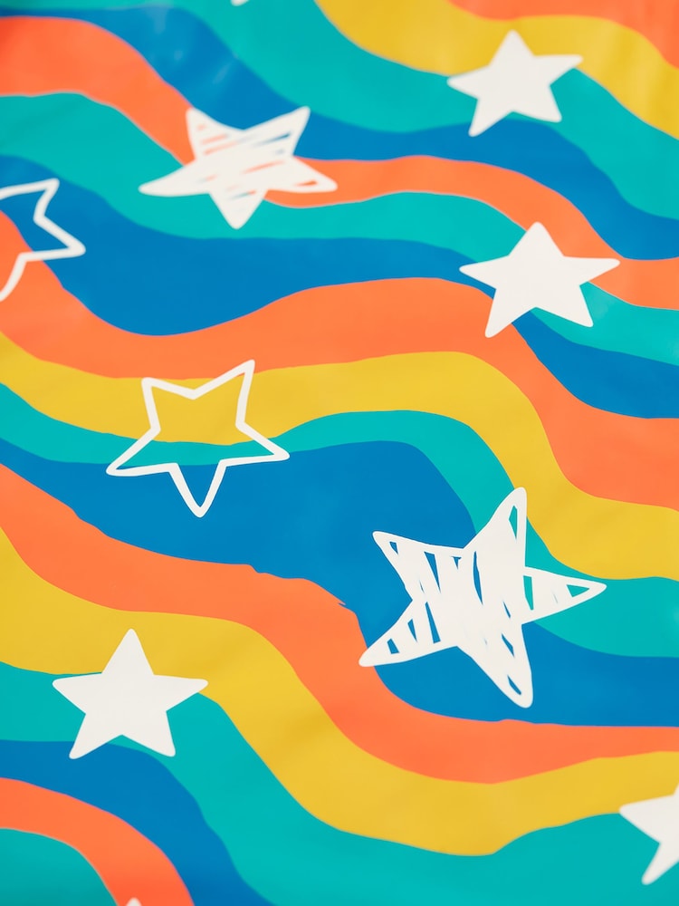 Frugi Blue Printed Wavy Stars Puddle Buster Waterproof Coat - Image 8 of 8