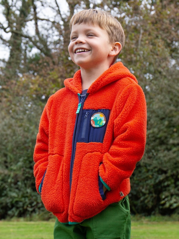 Frugi Orange Fleece Hooded Jacket - Image 1 of 5