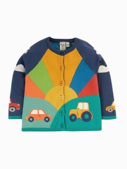 Frugi Blue Multi Coloured Applique Cardigan - Image 2 of 6