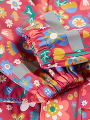 Frugi Girls Pink Printed Flowers Puddle Buster Waterproof Coat - Image 6 of 8