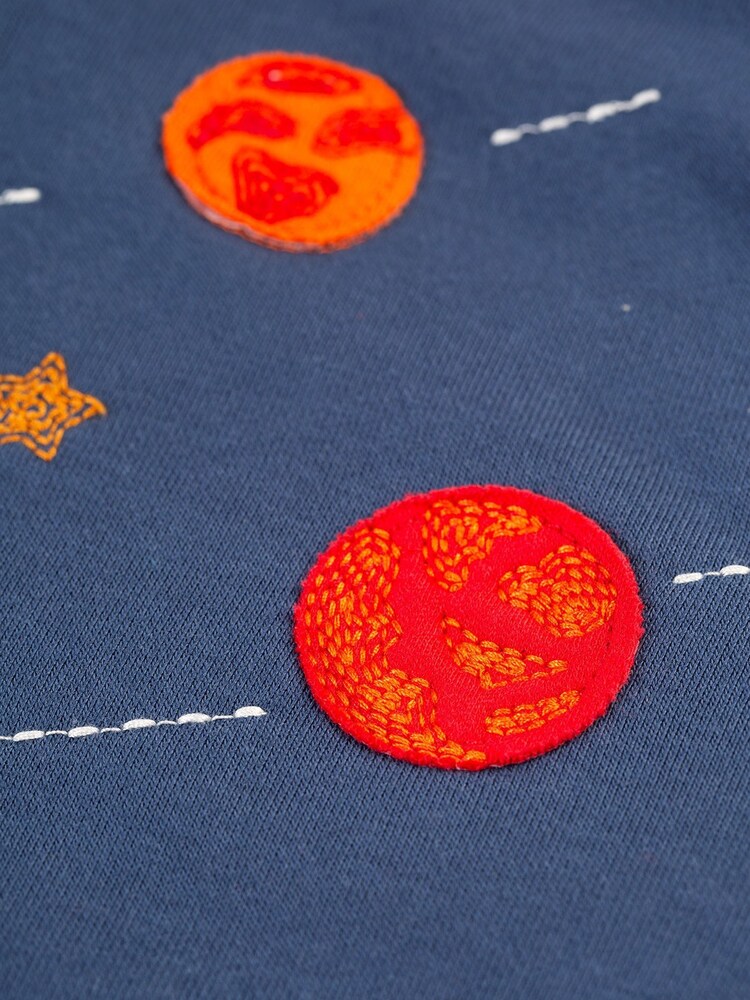 Frugi Blue Space Planets Fleece Lined Hoodie - Image 4 of 4