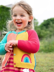 Frugi Girls Blue Colour Block Cardigan - Image 1 of 6